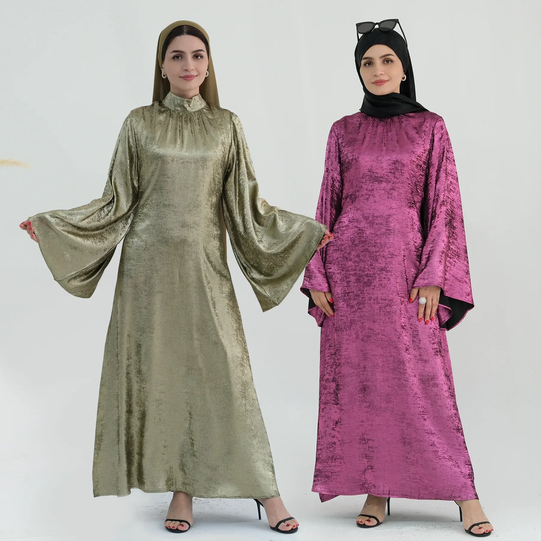 Butterfly Abaya Dress Elegant Belted Muslim Party Hijab Dresses Bronze Abayas for Women Dubai Turkey Islam Clothing Eid Kaftan - Seprincess