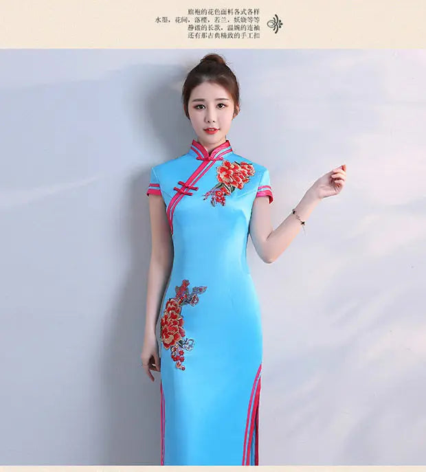 S-5XL Grren Party Cheongsam Vintage Chinese Style Spring Long Evening Dress Oriental Woman Elegant Qipao Vestido - Seprincess