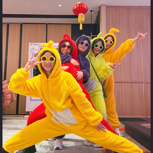 Kids Adult Teletubbies Costumes Soft Long Sleeves Piece Pajamas Costume Lala Home Clothes Cosplay Unisex Hallowe Party Wear Gift - Seprincess