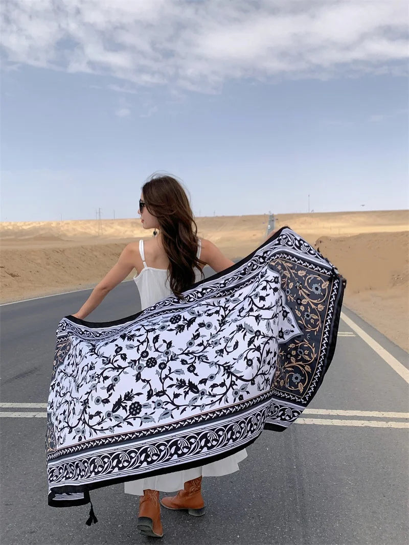 17 Styles 90x180cm Travel Beach Sunscreen Scarve Bikini Large Shawl Sarong Wrap Scarf Women Brazilian Swimsuit Bathing Cover-ups