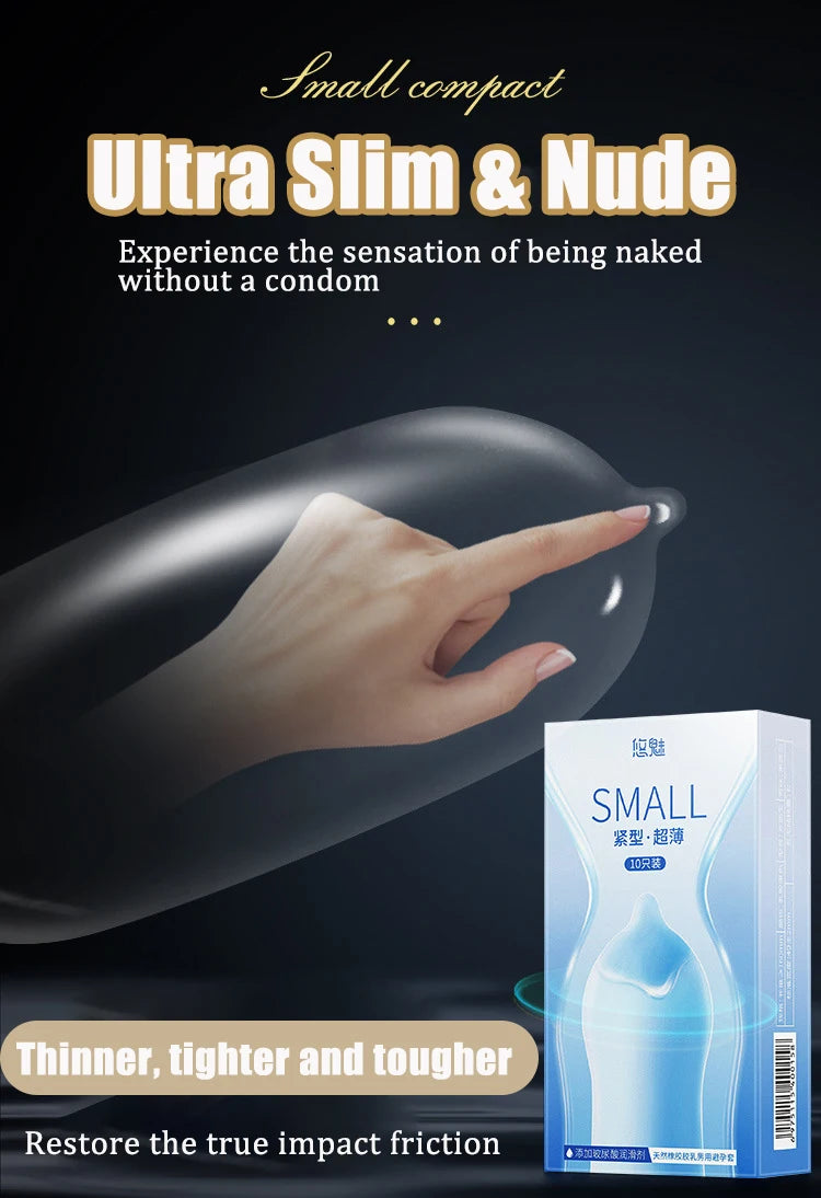 10pcs Ultra Thin Latex Smooth Condom 49mm Small Size For Men Sex Products Tight Durable Condoms Sex Toys For Couples Men Women - Seprincess