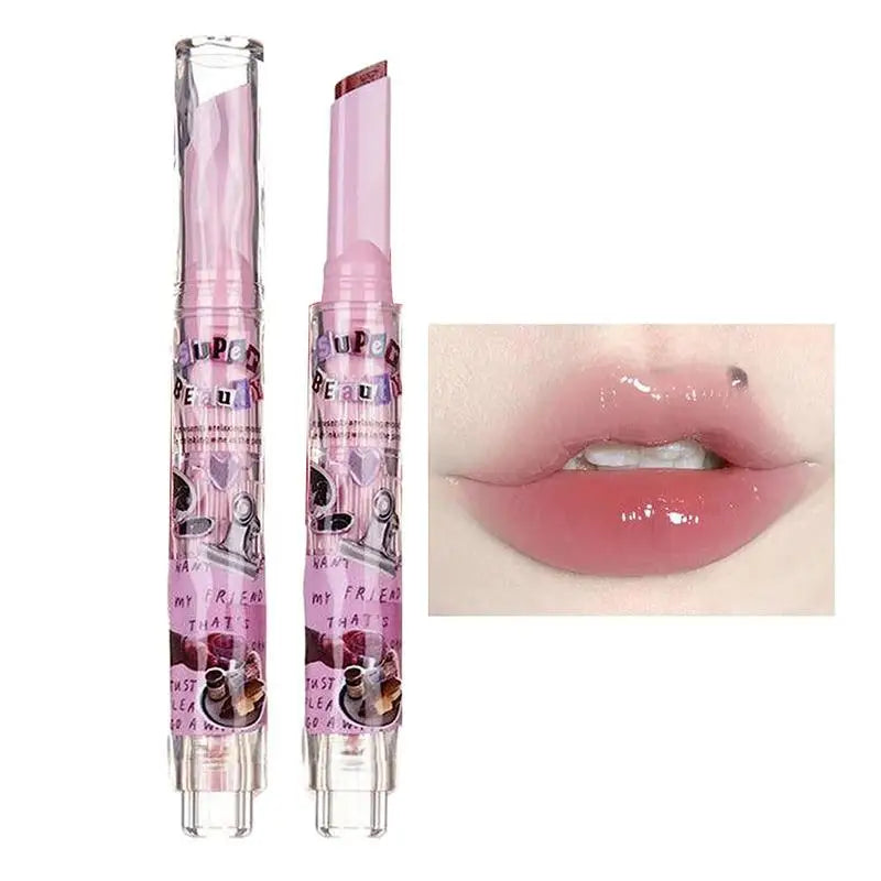 2023 New Florette Clear Jelly Lip Glaze Flower Love Shape Mirror Lipstick Waterproof Non-stick Cup Lipstick Korea fashion Makeup - Seprincess