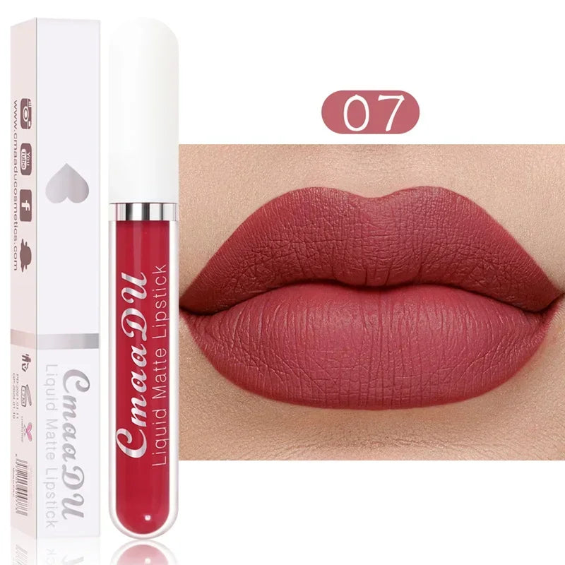 3Pcs/Set Waterproof Matte Nude Lip Gloss Brown Nude Pigment Dark Red Long Lasting Velvet Liquid Lipstick Women Makeup Lip Glaze - Seprincess