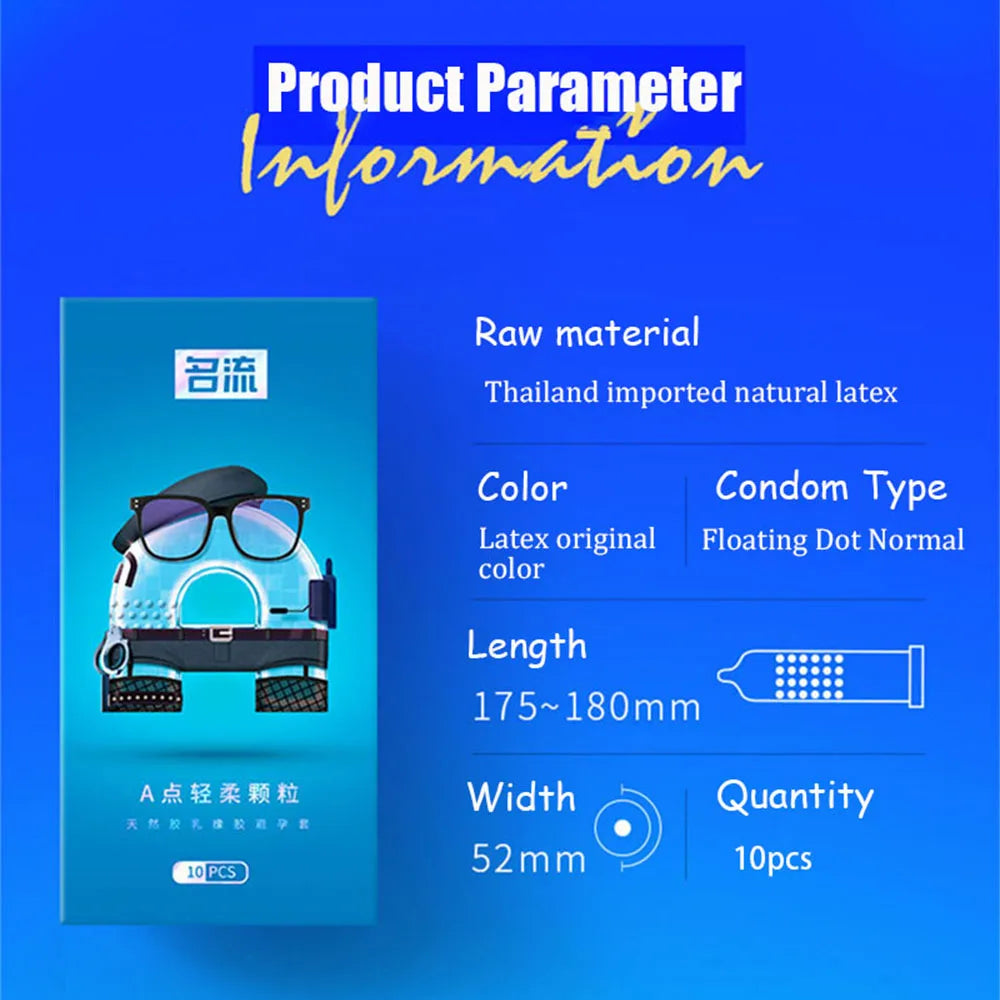 52mm Condoms Ultra Thin Penis Verlängerung Spot A Lightweight Granule Extra Lubricanted Natural Latex Safer Sex Products for Man - Seprincess