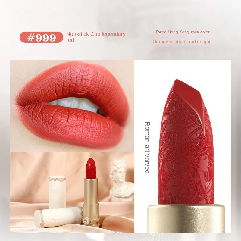 Artistic Embossed Lipstick MatteSexy Matte Lipsticks Waterproof Lip Gloss Long Lasting Liquid Lipstick Korean Makeup Cosmetics - Seprincess