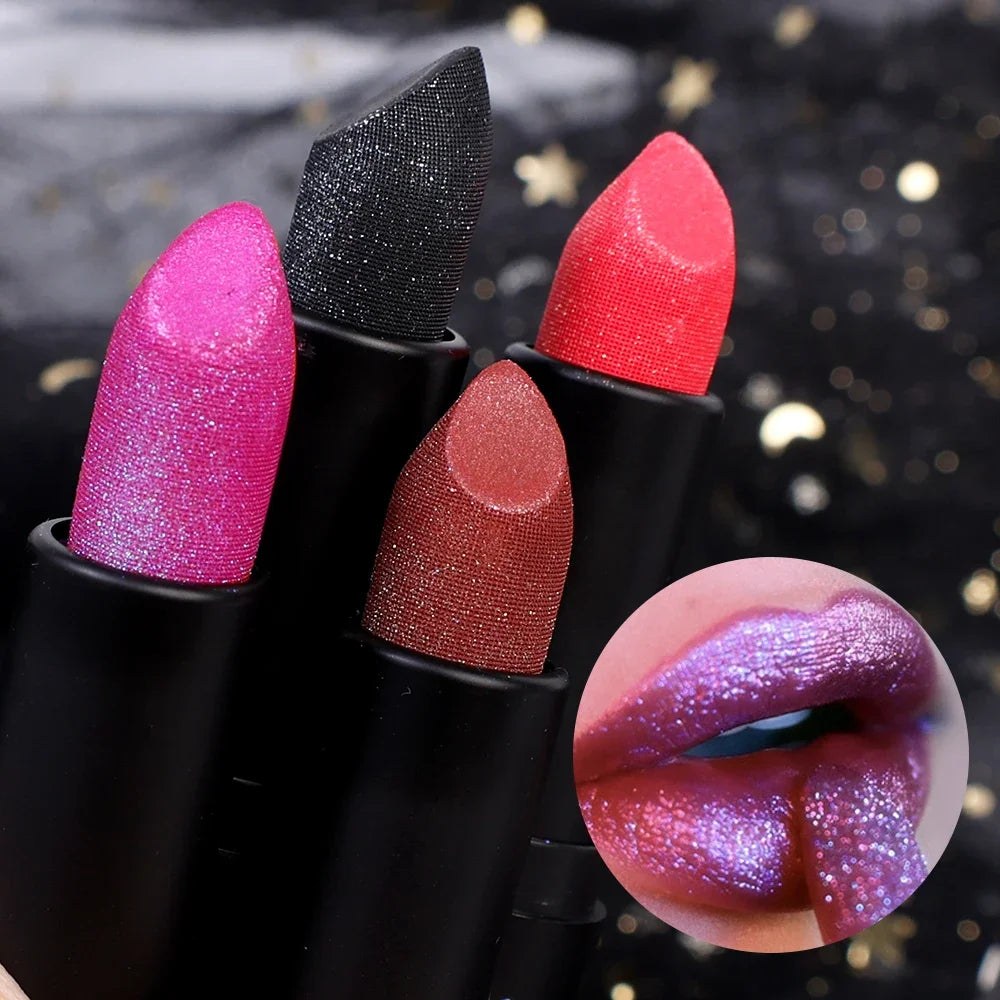 Diamond Shiny Lipstick Moisturizing Long Lasting Waterproof Pearl Lip Gloss Glitter Shimmer Sexy Lipsticks Lips Makeup Cosmetics - Seprincess