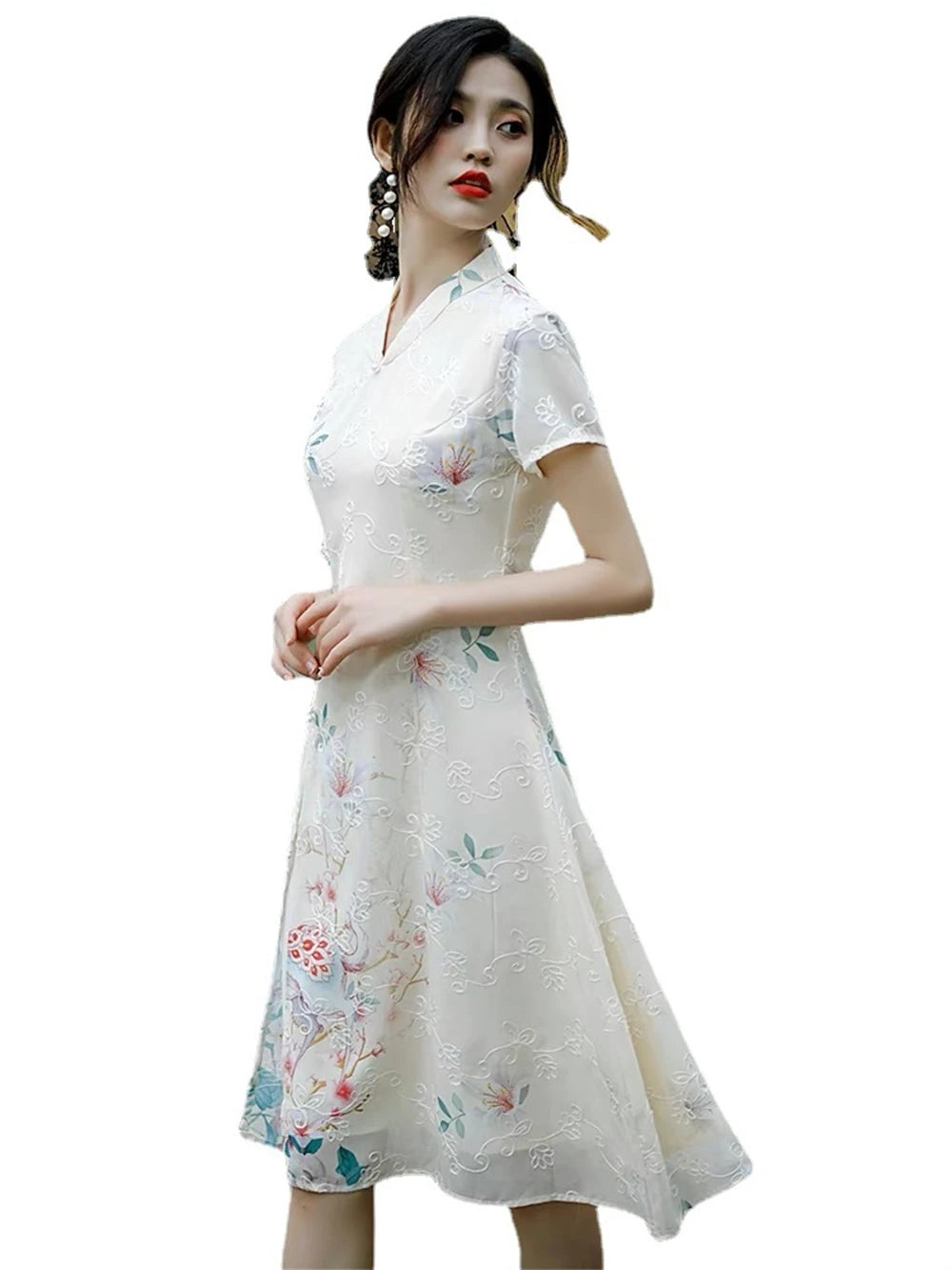 Summer Short-sleeved Improved Qipao Dress for Women Young Girl Daily Mid-length Slim Aodai Cheongsam Chinese Traditional Vestido - Seprincess