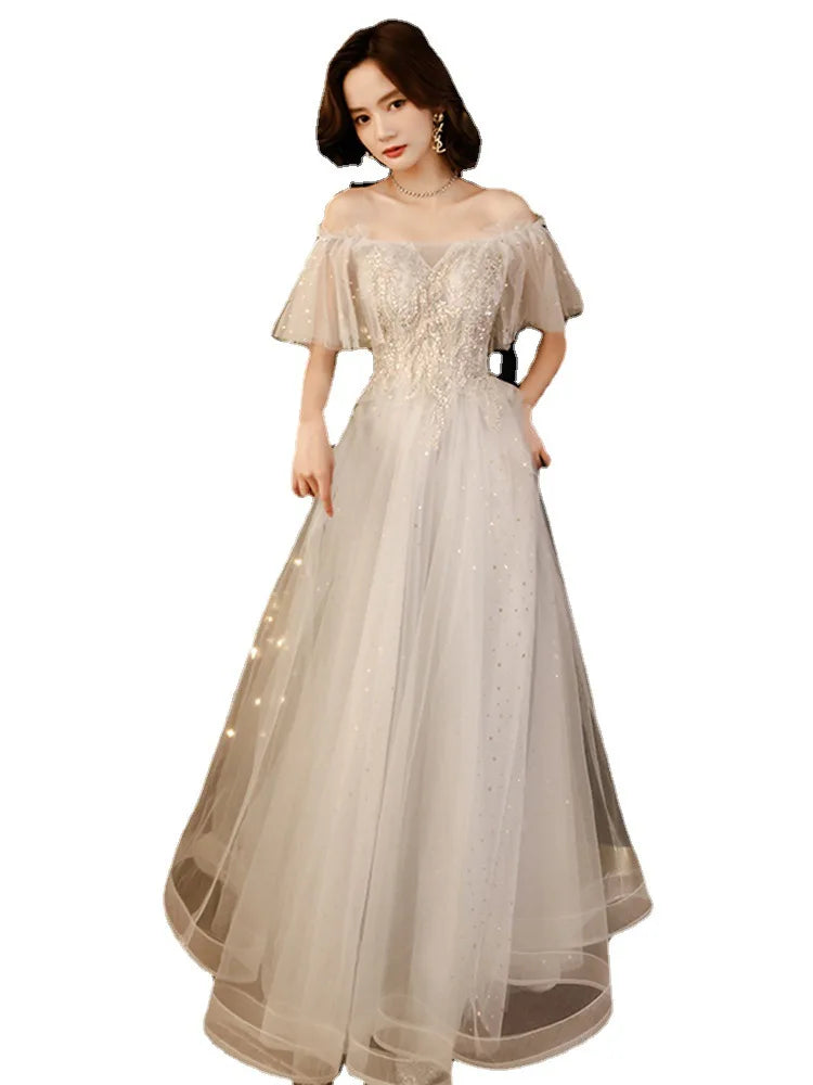 Evening Niche Temperament High-End Small Birthday Art Exam Off-Shoulder Adult Dress - Seprincess