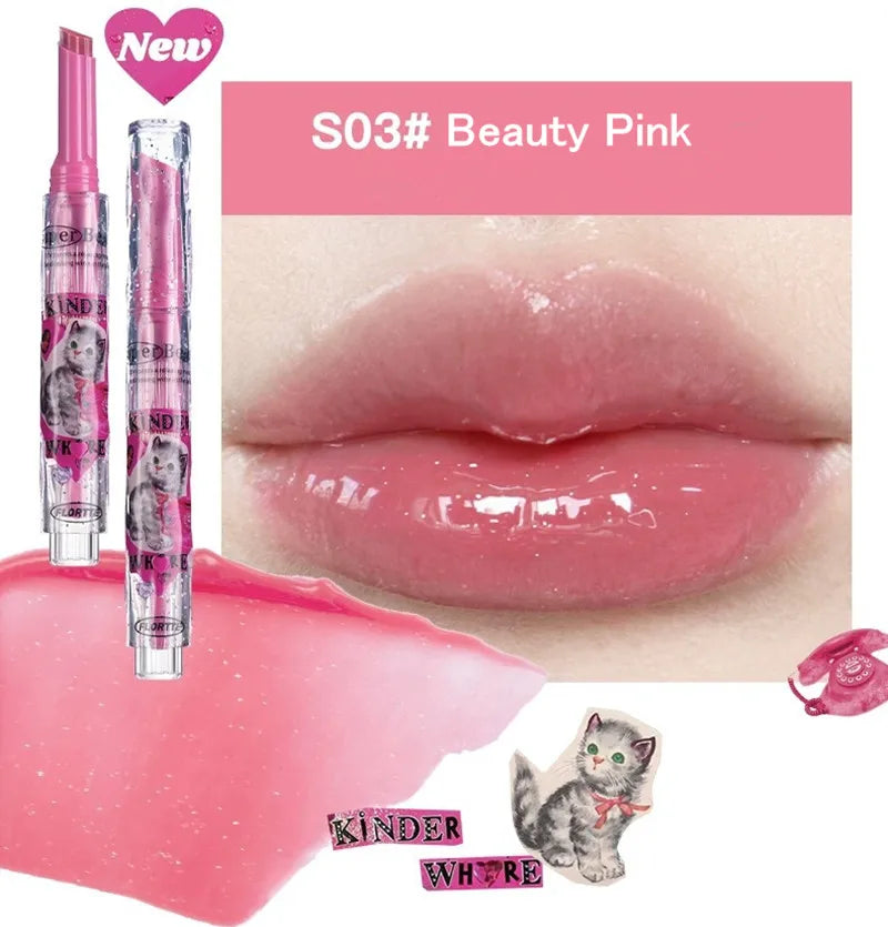 【New Arrival】FLORTTE Shimmer Lipstick Solid Lip Balm Moisturizing Water Gloss Lip Glaze - Seprincess