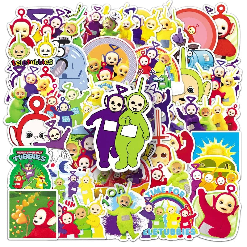 50pcs Teletubbies Animated Stickers Suitcase Water Cup Stationery Mobile Phone Scooter Laptop Refrigerator Decorative Stickers - Seprincess