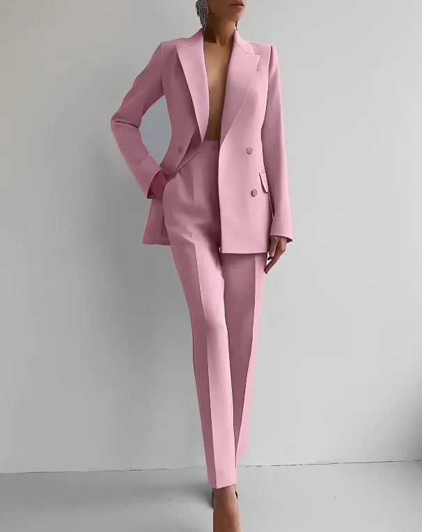 2024 Casual Long Sleeve Suit Set Office Lady Solid Elegant Slim Spring Autumn Tops Blazer Pants Two Piece Set Women Outfit - Seprincess