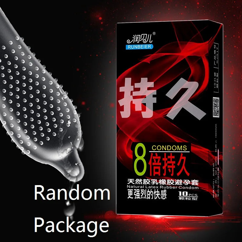 10pcs Large Particles Condoms Sex Toys for Men Screw Thread Dotted Granular High Sensitivity Penis Sleeves with Spikes Sex Goods