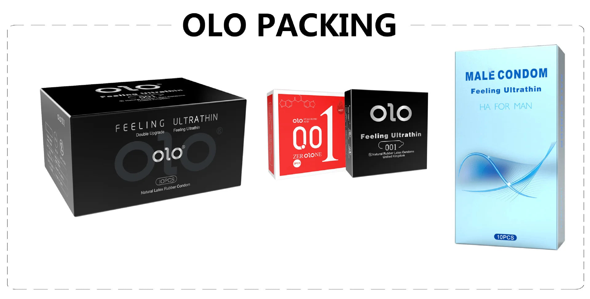 OLO Ultra Thin Condom 0.01 Feeling Penis Sleeve Hyaluronic Acids Rubber Latex Ejaculation Delay Dotted Condoms Intimate Sex Toy - Seprincess