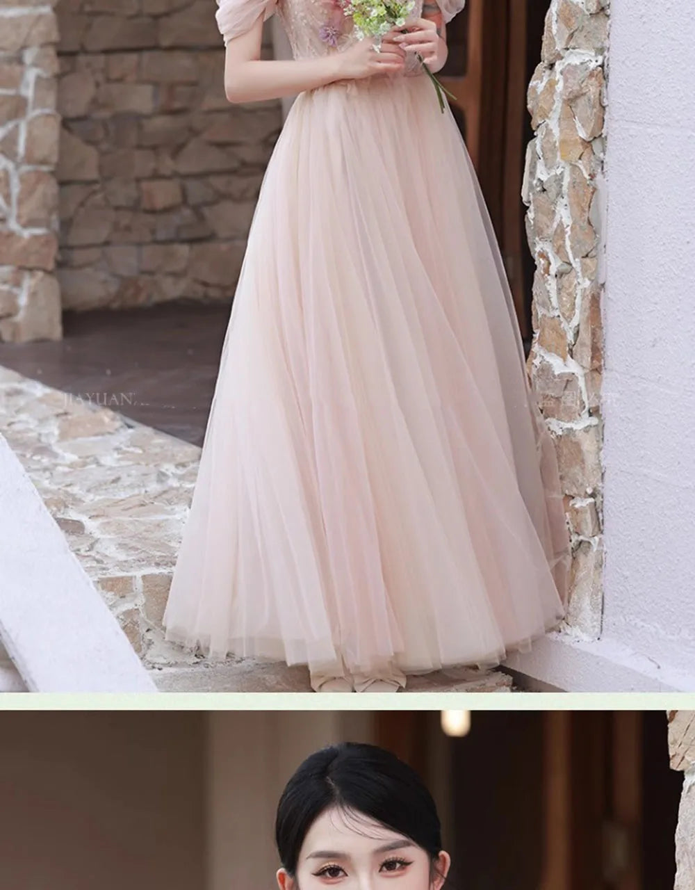 4 Styles Pink Bridesmaid Dress Women's Elegant Thin Tulle Off The Shoulder Flower Appliques A-line Wedding Party Guest Vestido