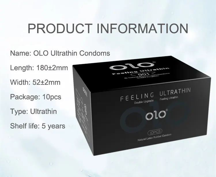 OLO Ultra Thin Condom 0.01 Feeling Penis Sleeve Hyaluronic Acids Rubber Latex Ejaculation Delay Condoms Intimate Sex Toy Product - Seprincess