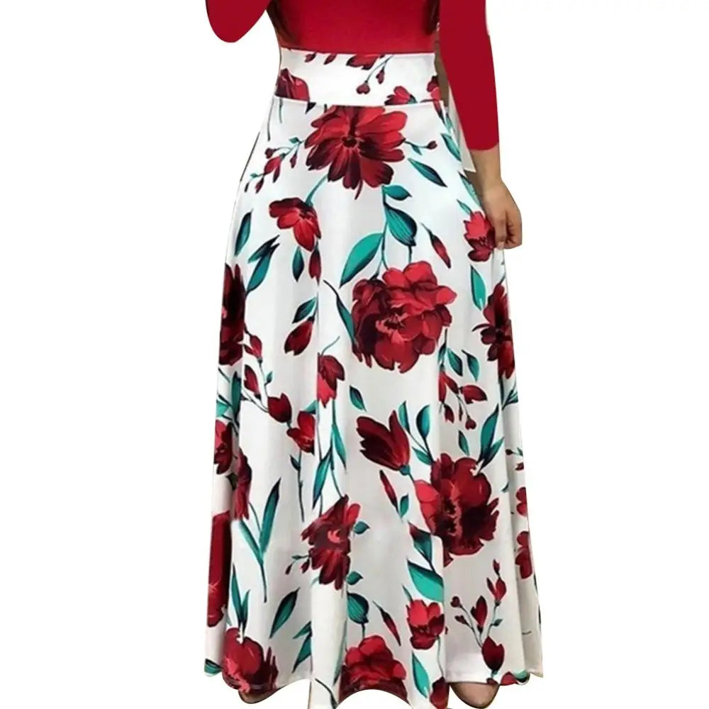 Women's Autumn Long Sleeve Round Neck Casual Flower Vintage Long Dress Elegant Women's Slim Fit Print Dresses S-5XL - Seprincess