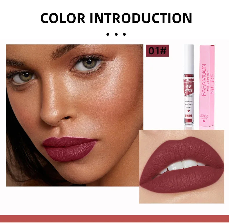 12 Color Sexy Long Lasting Velvet Matte Lip Gloss Liquid Lipstick Lip Makeup Women Beauty Red Nonstick Cup Waterproof Lip Gloss - Seprincess