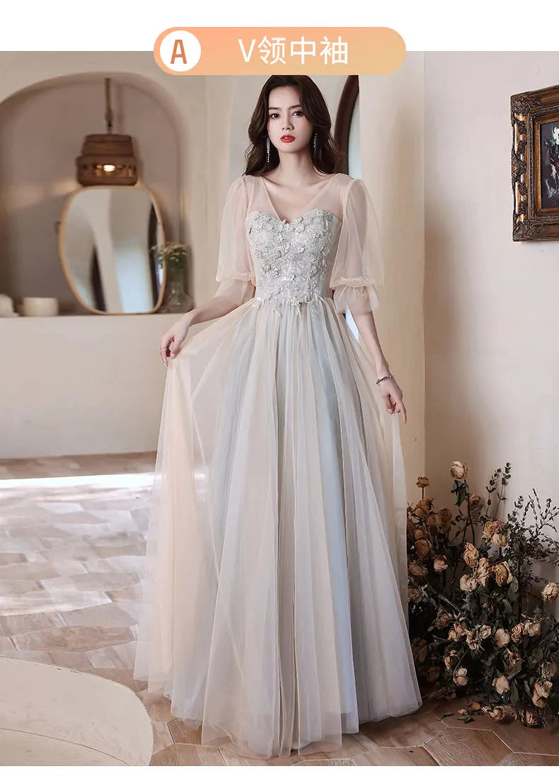 2024 Summer Light Gauze Bridesmaid Dress Women Sexy Wedding Party Gown Elegant Novelty Cheongsam Temperament Gentle Qipao - Seprincess