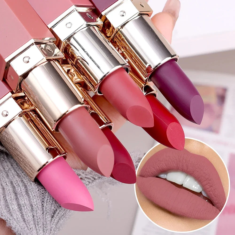 Nude Velvet Matte Lipstick Lasting Waterproof Color Rendering Non-stick Cup Lipstick Lips Liner Pencil Korean Makeup Cosmetics - Seprincess