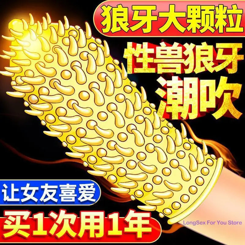 10/12PCs Condom Sex Toys for Men Black Man Penis Sleeve Ejaculation Delay Lasting Erotic Adult Long Lasting Golden Body Condoms - Seprincess