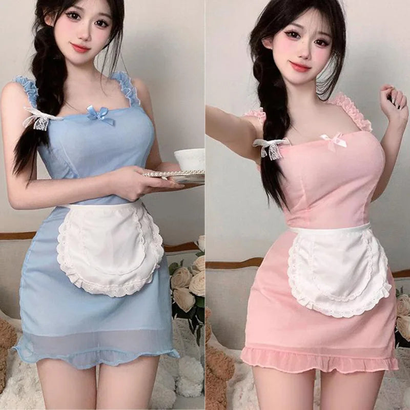 Dress Lace lace tight fitting maid outfit uniform seductive bag hip skirt Women's dress traffic store Party dress - Seprincess