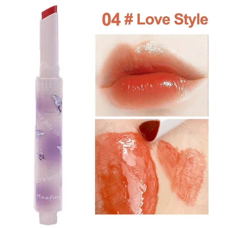 Jelly Mirror Lipstick Makeup Love Shape Waterproof Non-stick Cup Solid Lip Gloss Clear Long Lasting Moisturizing Lipstick Pen