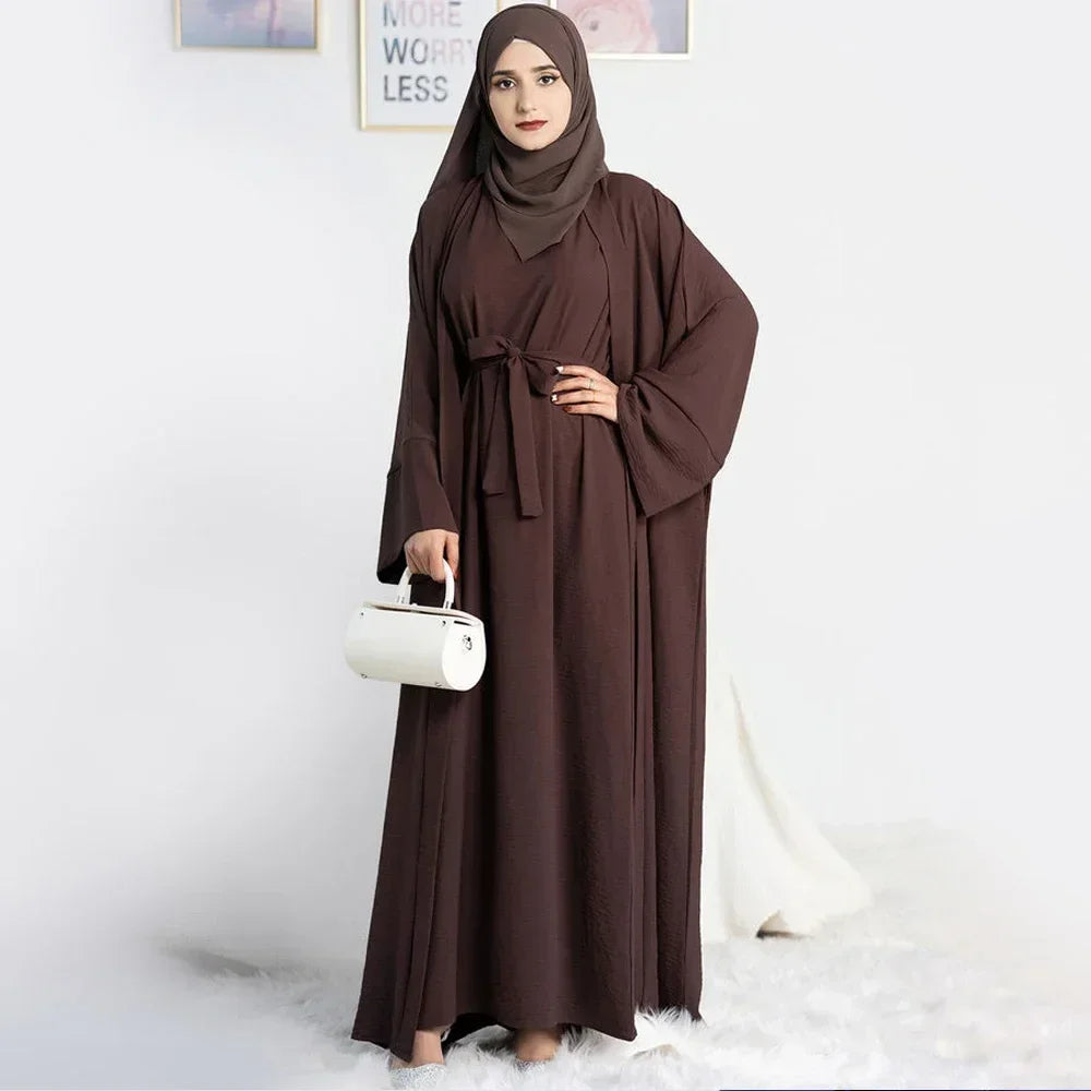 Abayas for Women Dubai Turkey Inner Hijab Dress Two Piece Abaya Muslim Set Ramadan Kimono Islamic Clothing Kaftan Femme Musulman - Seprincess