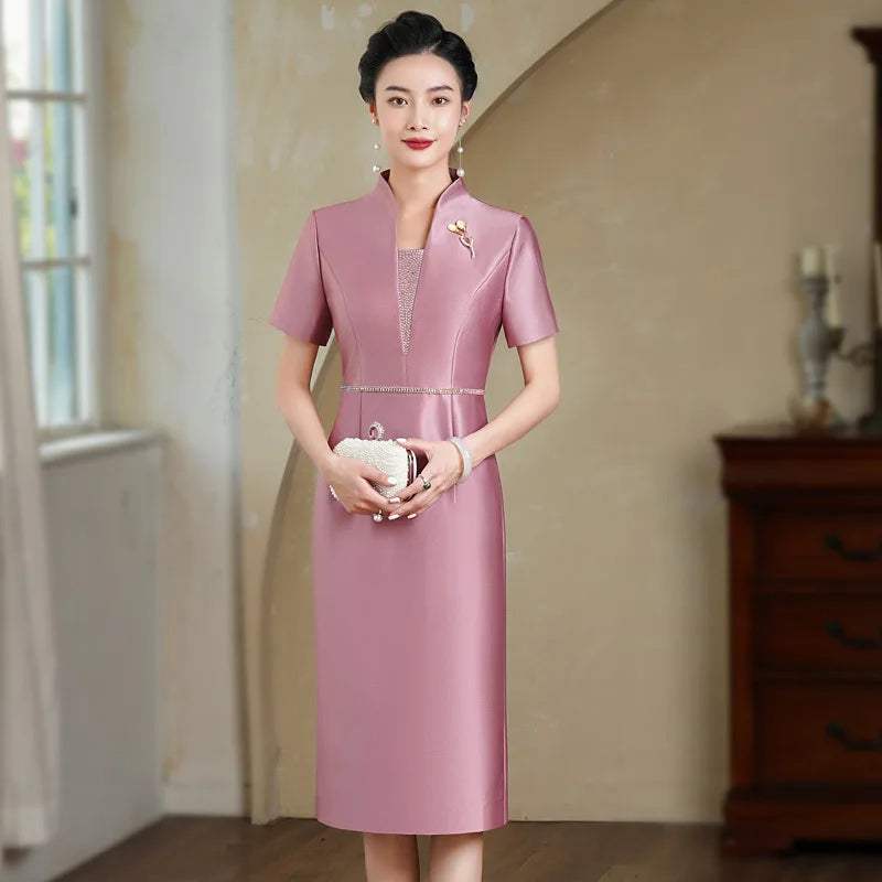 Yourqipao Cheongsam Young Women's Summer High-end Qipao Mother Dress Chinese Wedding Banquet Toast Dress - Seprincess