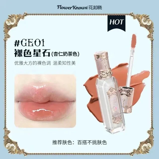 Flower Knows Midsummer Night Lipgloss Mermaid Rococo Lipstick Mask Mirror Rendering Long Lasting Lovely Lipstick