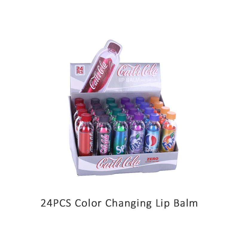 24Pcs Soda Bottle Lip Balm 6 Colors Set Color Changing Lipstick Long Lasting Waterproof Lip Balm Wholesale - Seprincess