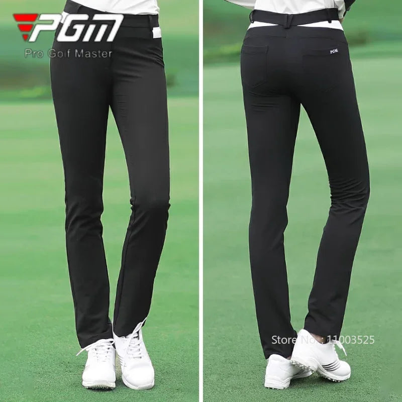 PGM Winter Elastic Fleece Golf Pants for Women Ladies Slim High Waist Long Trousers Women Keep Warm Zipper Athletic Pants XS-XL