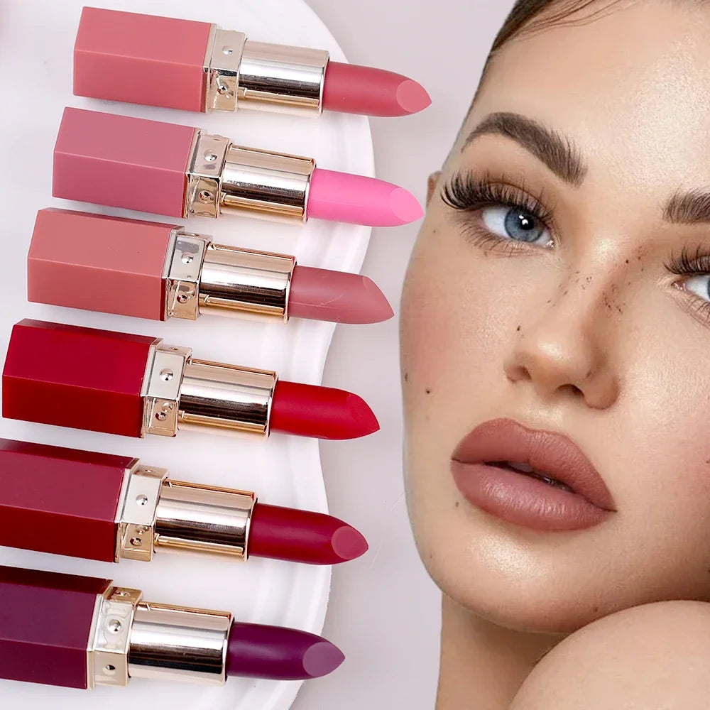 Nude Velvet Matte Lipstick Lasting Waterproof Color Rendering Non-stick Cup Lipstick Lips Liner Pencil Korean Makeup Cosmetics - Seprincess