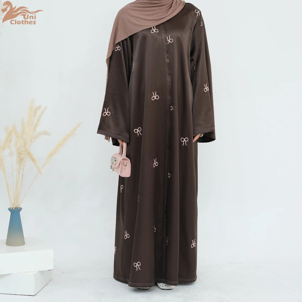 Ramadan Dubai Black Muslim Cardigan for Women Butterfly Embroidery Open Abaya Dress Luxury Islam Party Turkey Modest Kaftan Robe - Seprincess