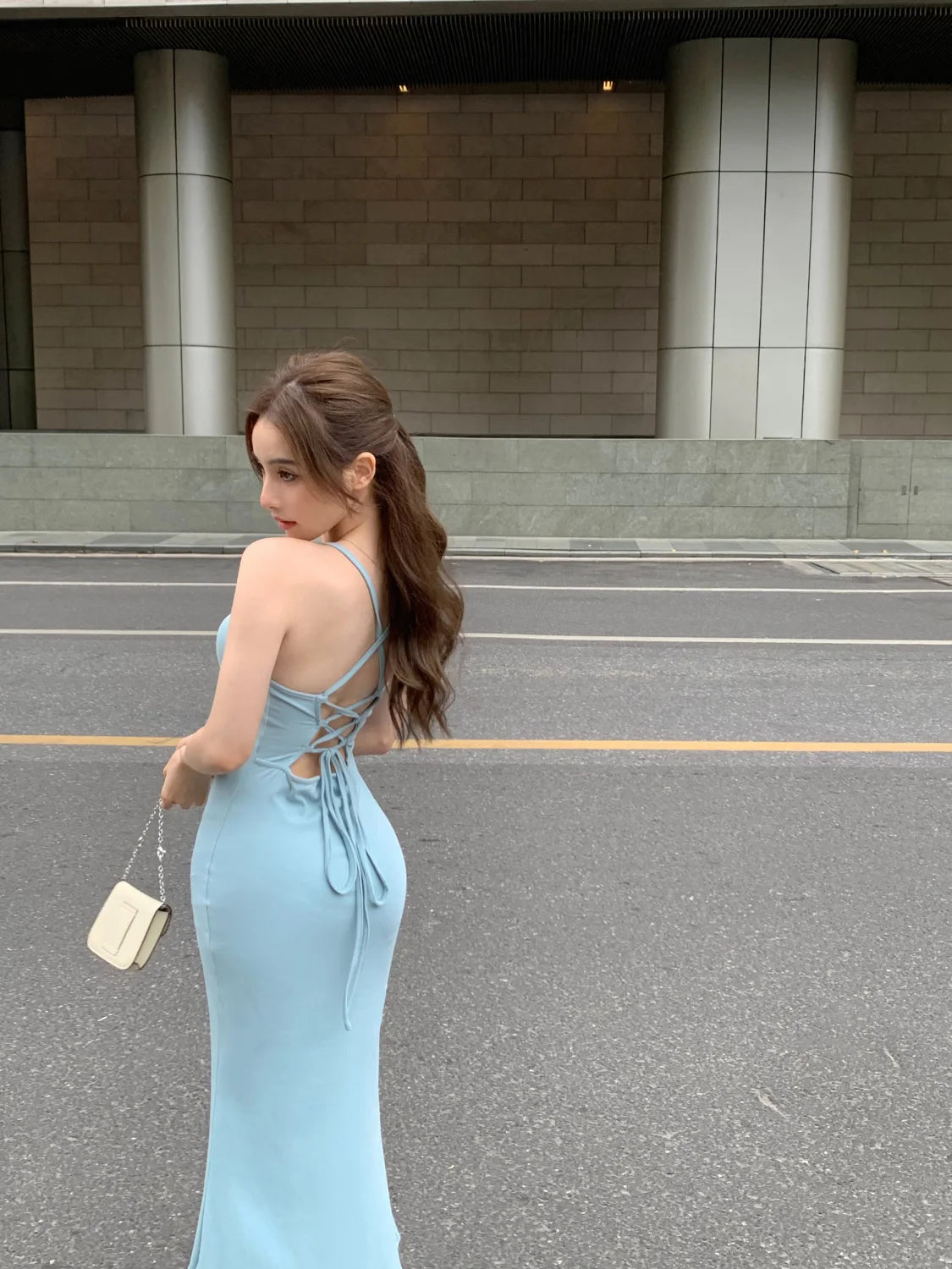 Backless Dresses Women Sexy Streetwear Simple Casual Korean Style Hotsweet New Summer Elegant Charming Mature Popular Slit Ins - Seprincess