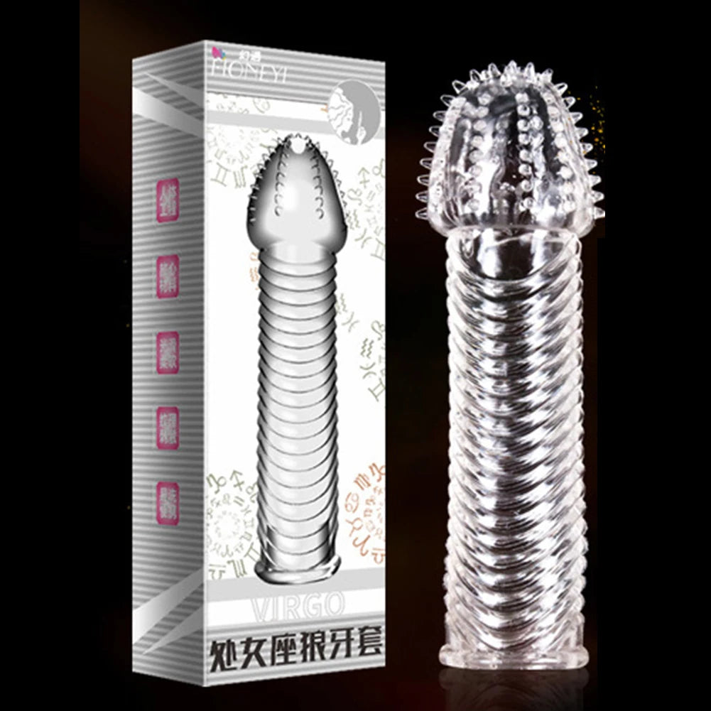 Wolf's Tooth Condom Crystal Single Box Large Particle Stabbing Penis Sleeve Reusable Cock Ring Extender Erotic Condoms for Men