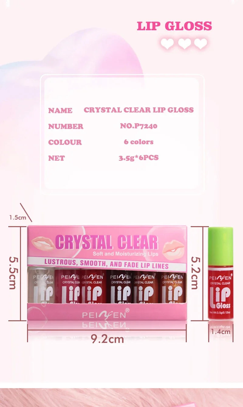 6PCS Moisturizing Lip Gloss Transparent Lip Oil Hydrating Lip Glaze Lip Plumper Hydrating Make Up Liquid Lipstick Lips Cosmetics - Seprincess