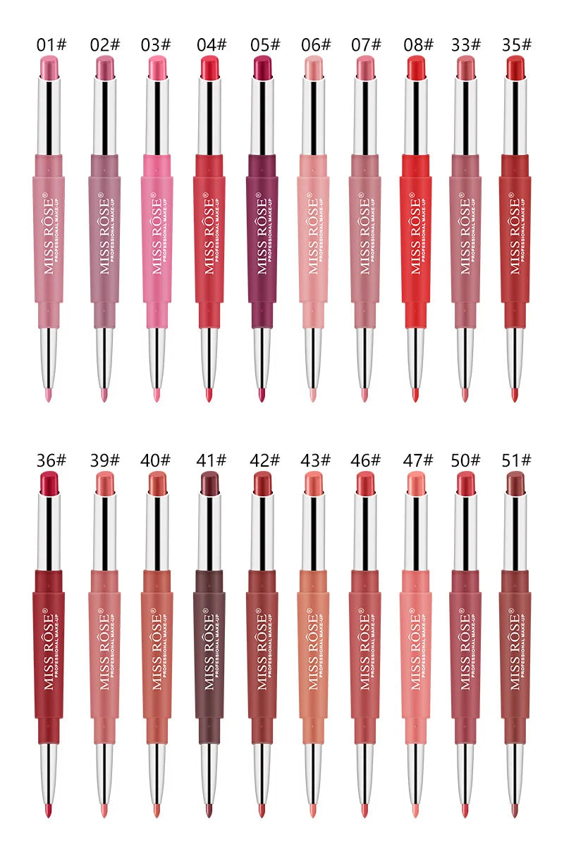 Miss Rose Double-end Lipstick Lipgloss Pencil Makeup Long Lasting Tint Sexy Red Lip Stick Beauty Matte Lip Gloss Pen Cosmetic - Seprincess