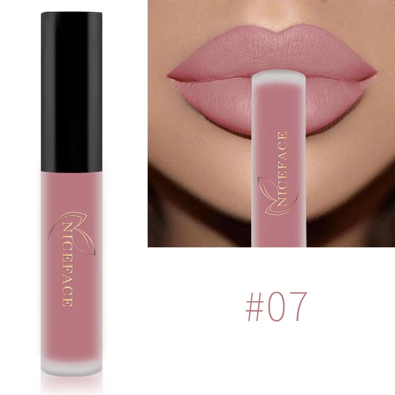 NICEFACE Hot Color Lip Gloss Waterproof Matt Lipgloss Lasting Nude Liquid Lipstick Cosmetic Sexy Women Lip Tint Makeup Lip Stain - Seprincess