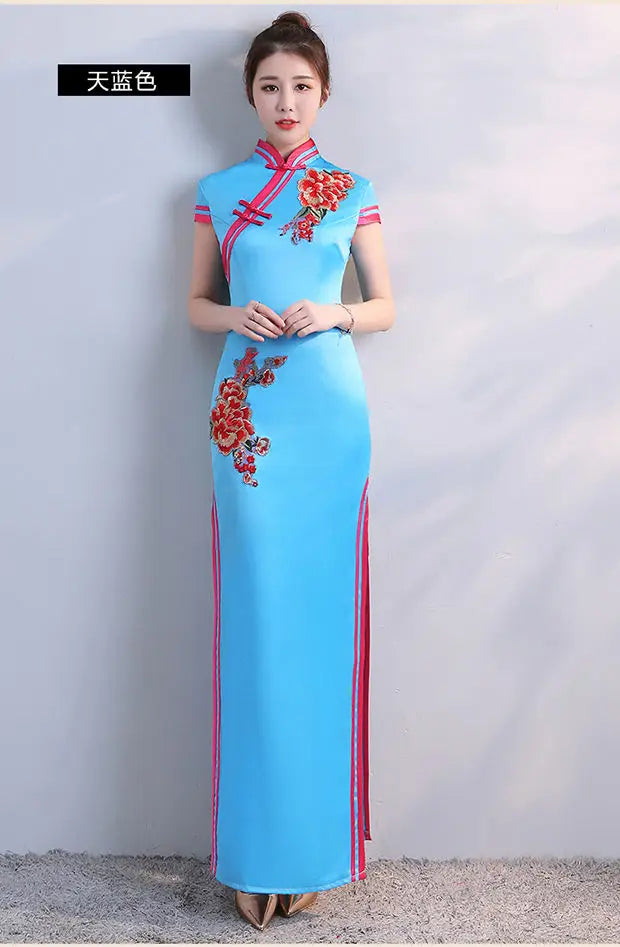 S-5XL Grren Party Cheongsam Vintage Chinese Style Spring Long Evening Dress Oriental Woman Elegant Qipao Vestido - Seprincess