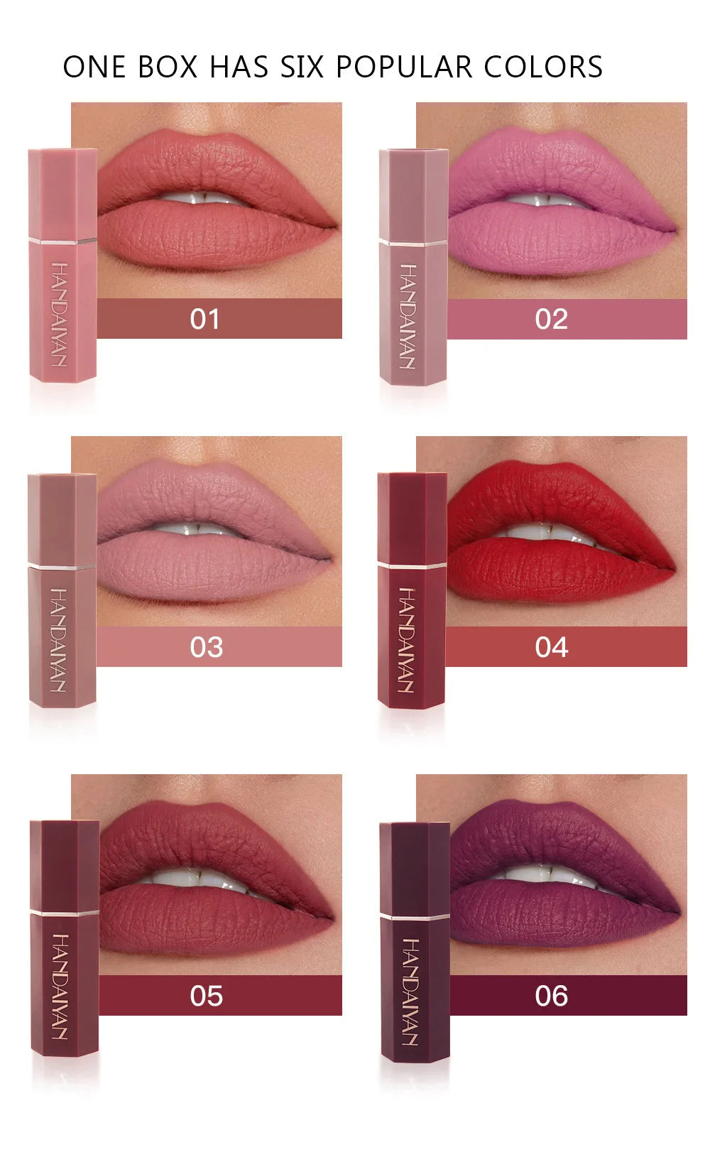 HANDAIYAN Matte Lipstick NonStick Cup Velvet Waterproof Long-lasting Makeup Lips Cosmetics - Seprincess