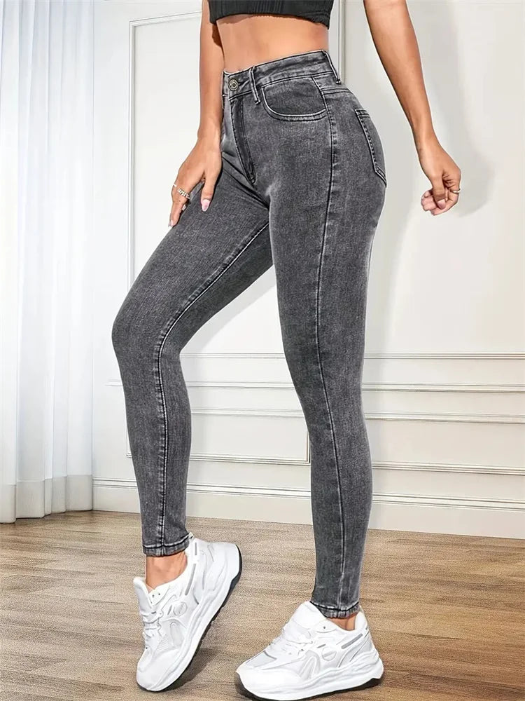 Women Stretch Skinny Jeans Lady Slim Fit Pencil Jeans Girls Leggings Straight Leg Denim Pants Blue Gray Black Sexy Long Trousers