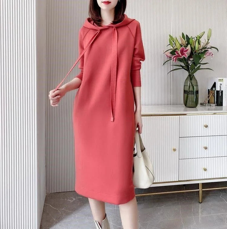 Women's Loose Casual Long Sleeve Hooded Dress Elegant Winter Party Warm Dresses For Women - Seprincess