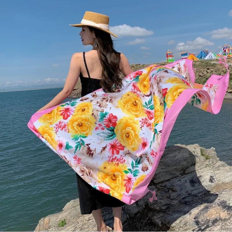 17 Styles 90x180cm Travel Beach Sunscreen Scarve Bikini Large Shawl Sarong Wrap Scarf Women Brazilian Swimsuit Bathing Cover-ups - Seprincess