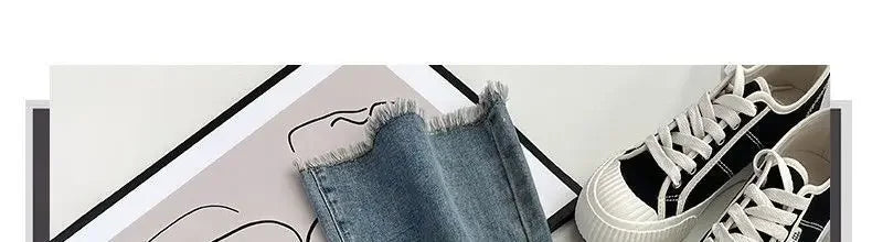 Summer New Fringe Jeans Women's Student High-waisted Elastic Slimming Bootcut Pants Vintage Thin Bell-bottom Pantsins