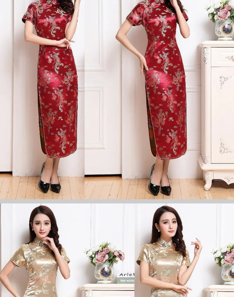 S-6Xl Plus Size Cheongsam Women Elegant Qipao Tradition Chinese Style Dresses Dragon Jacquard Cheongsams Sexy Long Vestidos - Seprincess