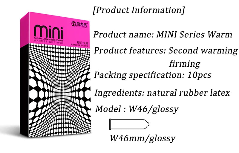 10pcs 46mm Condoms Mini Extra Small Taut Ultra-thin Natural Latex Penis Sleeve Granules Glossy Type Health Safer Sex Products - Seprincess