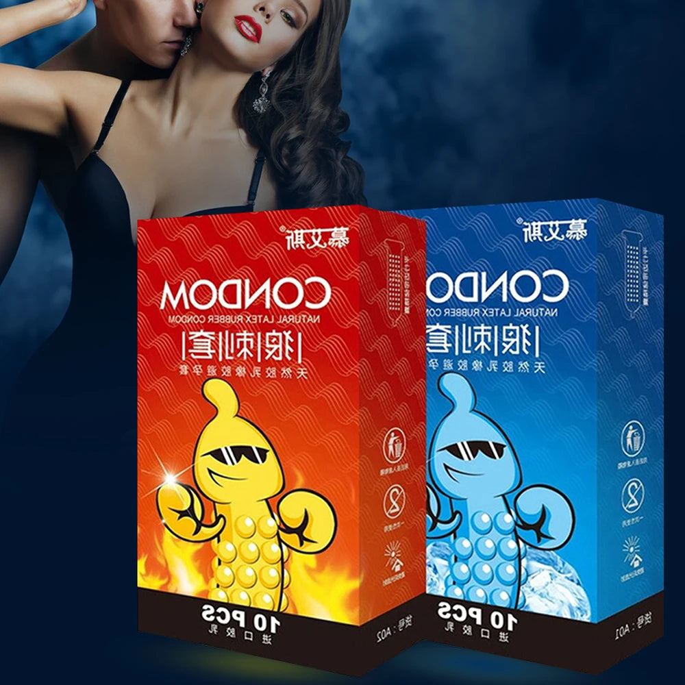 G spot Condoms 10PCS Particles for long sex Delay Ejaculation thin Condoms Big dotted Stimulation Penis Sleeves Adult Sex Toys - Seprincess