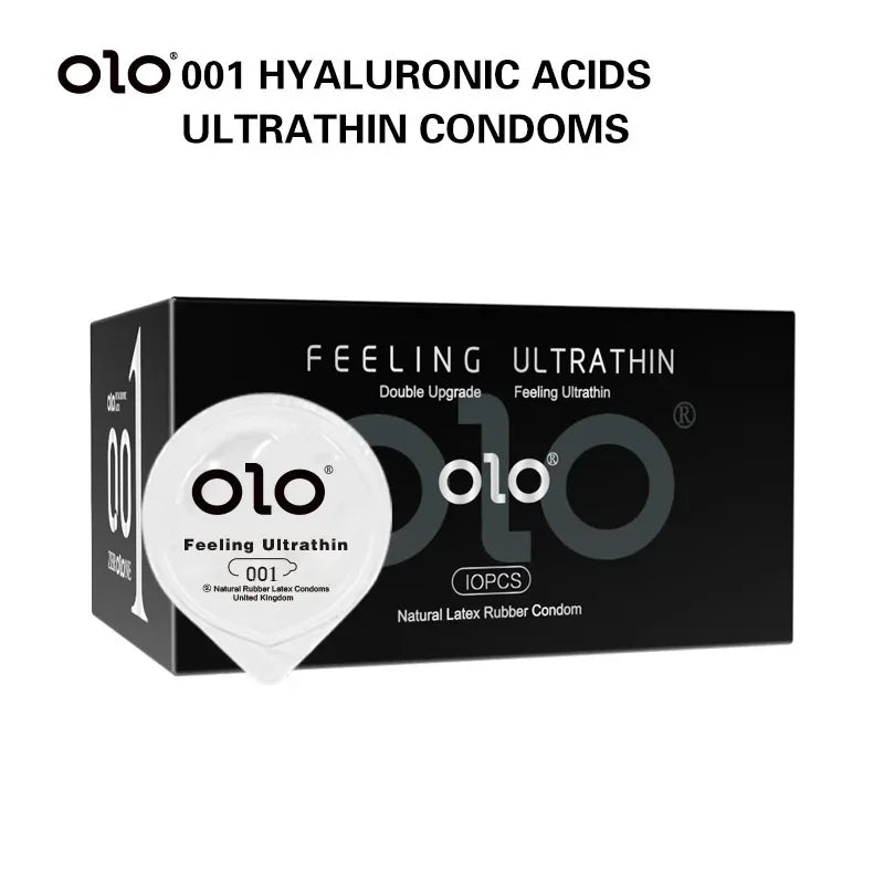 OLO Ultra Thin Condom 0.01 Feeling Penis Sleeve Hyaluronic Acids Rubber Latex Ejaculation Delay Dotted Condoms Intimate Sex Toy - Seprincess