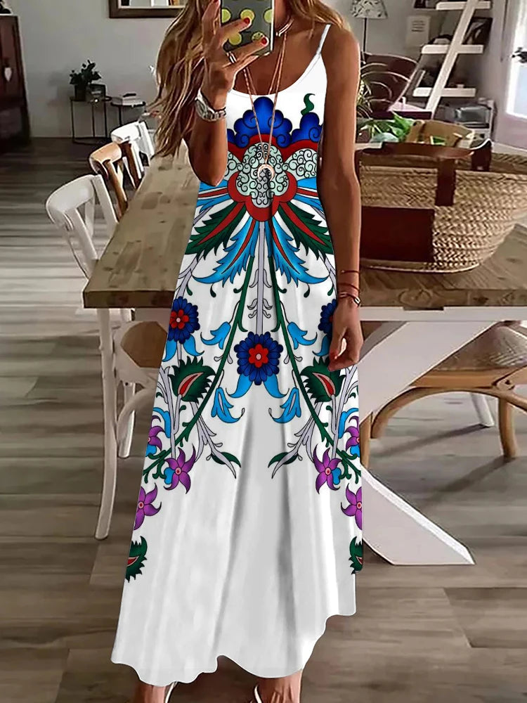 2024 New Spring And Summer Everyday Elegant Sleeveless Dress Casual Fashion Long Dress Urban Street 3D Printed Women's Dresses - Seprincess