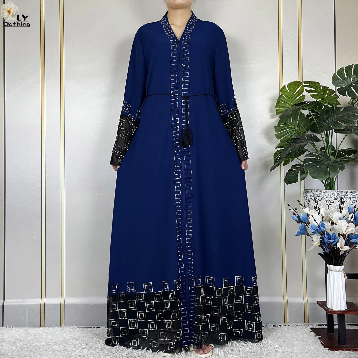 2024 For Women Elegant Dresses Dubai Party Outfits Long Sleeved Chiffon Dashiki Muslim Women Robe Open African Abaya Clothing